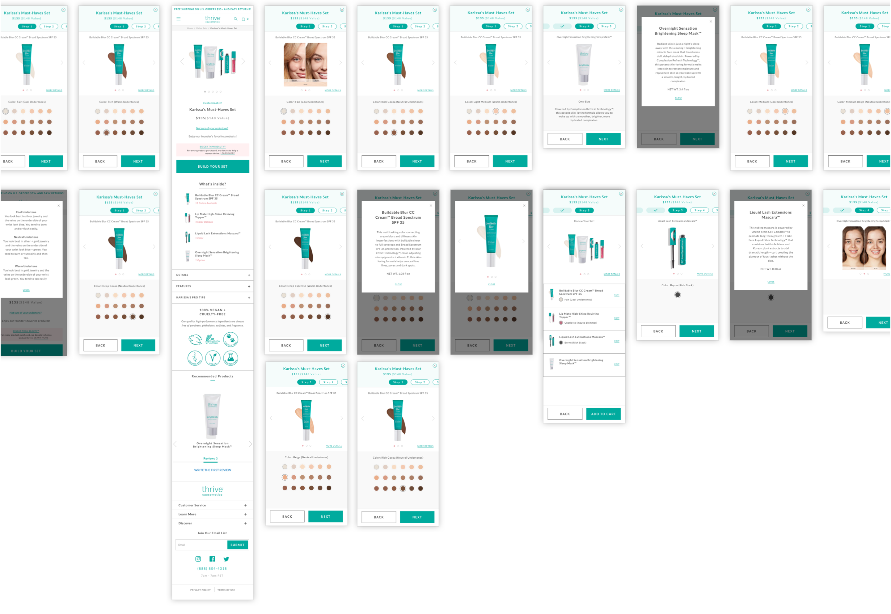 Thrive Causemetics Usability Testing Screens