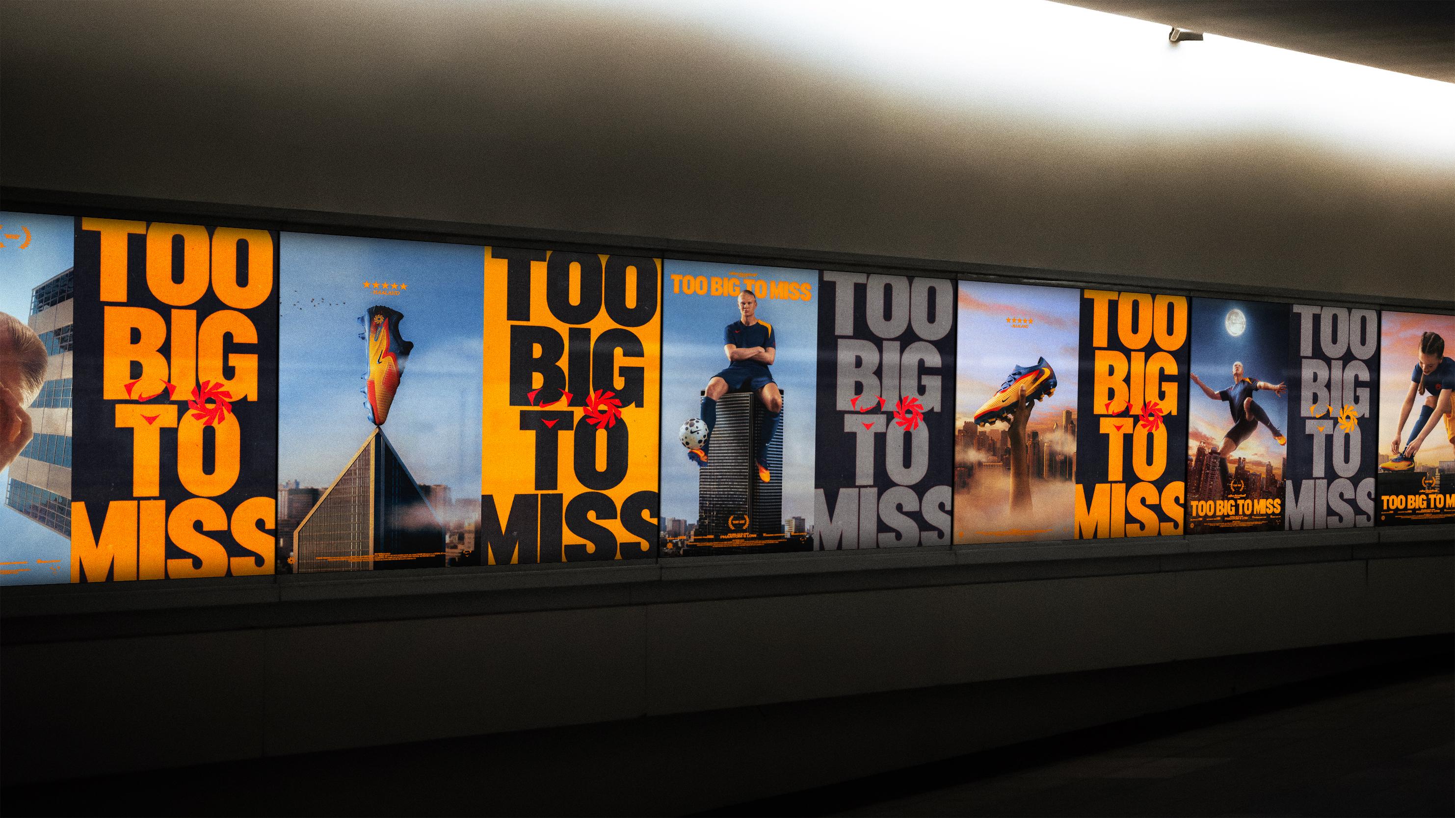Movie posters lined up.