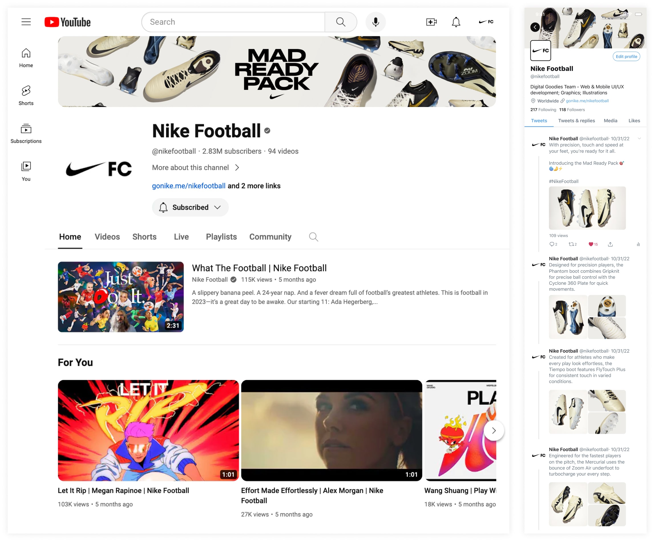 Mad Ready Pack YouTube Profile and X Post
